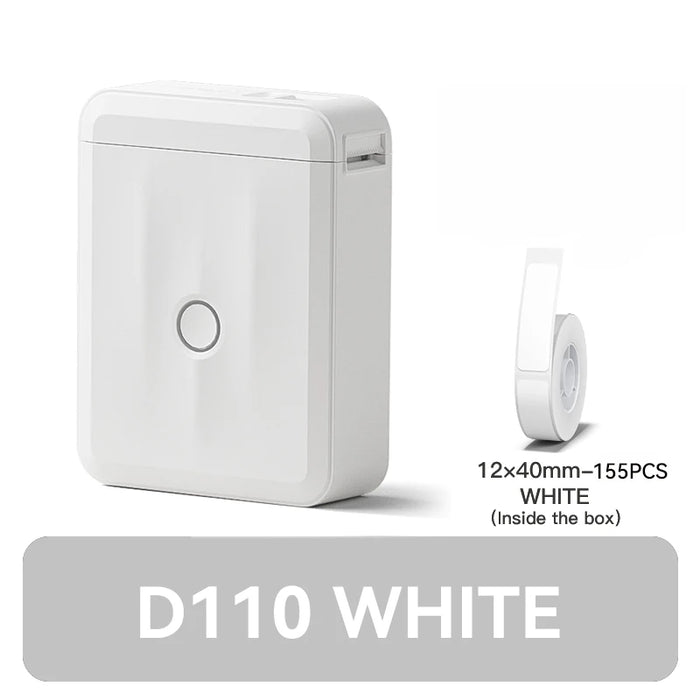 D110 Thermal Label Printer Mini Portable Self-Adhesive Label Maker with Tape for Home Labeling Machine