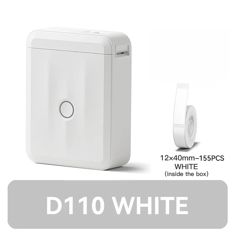 D110 Thermal Label Printer Mini Portable Self-Adhesive Label Maker with Tape for Home Labeling Machine