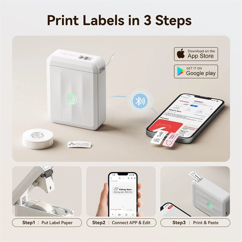 D110 Thermal Label Printer Mini Portable Self-Adhesive Label Maker with Tape for Home Labeling Machine