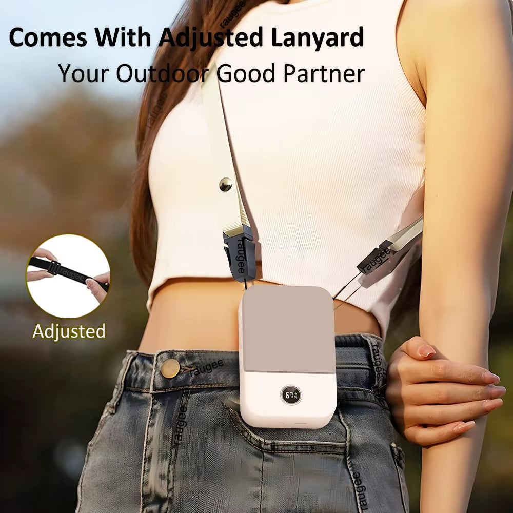 Portable Waist Fan Hanging Neck Fan Mini USB Rechargeable Portable Waist Clip Fan for Outdoor Sports Working Travel Small Fan
